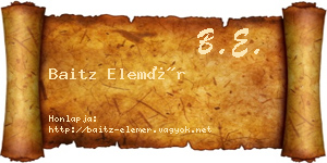 Baitz Elemér névjegykártya